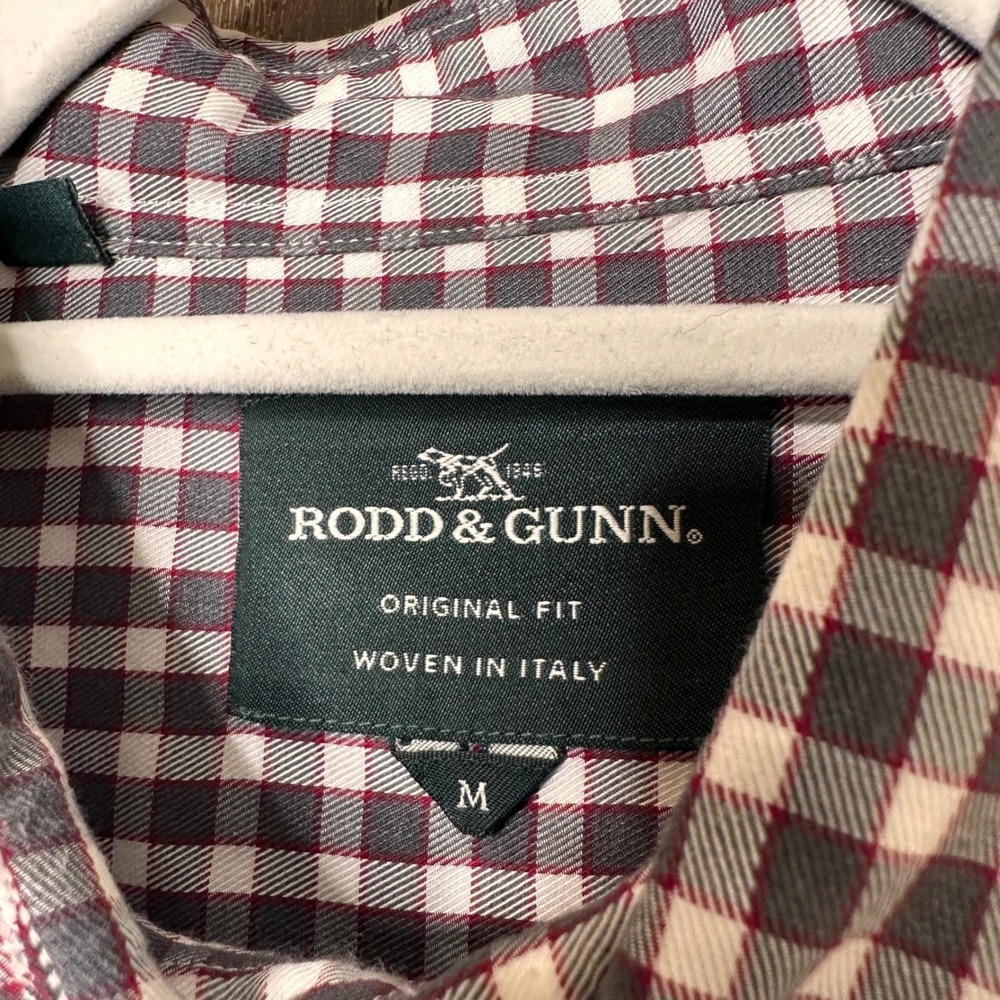 Rodd & Gunn Mens Original Fit Gingham Button Down Shirt Brown White Size M - Picture 3 of 8